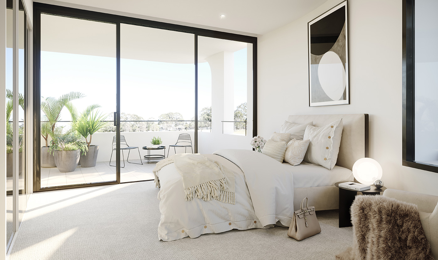 bedroom with balcony